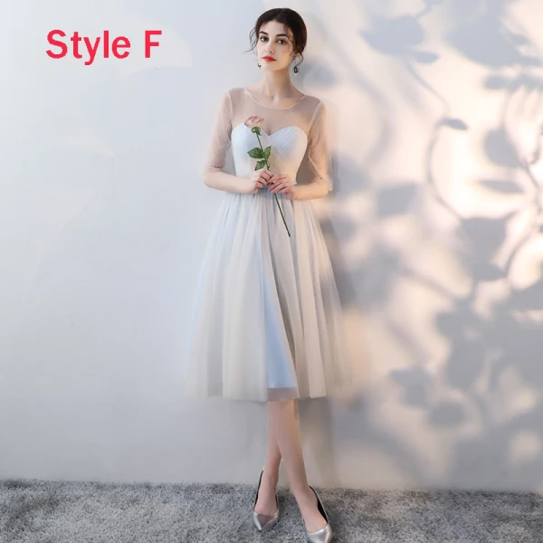 Affordable Sky Blue Bridesmaid Dresses 2018 A-Line / Princess Bow Sash Tea-length Ruffle Backless Wedding Party Dresses
