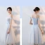 Affordable Sky Blue Bridesmaid Dresses 2018 A-Line / Princess Bow Sash Tea-length Ruffle Backless Wedding Party Dresses