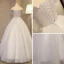 Chic / Beautiful Silver Prom Dresses 2017 Ball Gown Off-The-Shoulder Short Sleeve Appliques Flower Beading Rhinestone Floor-Length / Long Backless Formal Dresses