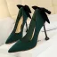 Lovely Black Bow Suede Prom Pumps 2022 9 cm Stiletto Heels Pointed Toe Pumps High Heels