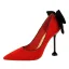 Lovely Black Bow Suede Prom Pumps 2022 9 cm Stiletto Heels Pointed Toe Pumps High Heels