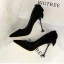 Lovely Black Bow Suede Prom Pumps 2022 9 cm Stiletto Heels Pointed Toe Pumps High Heels