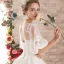 Stunning White Pierced Wedding Dresses 2018 Ball Gown V-Neck 1/2 Sleeves Backless Appliques Lace Beading Royal Train
