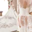 Stunning White Pierced Wedding Dresses 2018 Ball Gown V-Neck 1/2 Sleeves Backless Appliques Lace Beading Royal Train