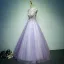 Affordable Prom Dresses 2017 Lace Flower Appliques Pearl Sleeveless Scoop Neck Backless Floor-Length / Long Prom Ball Gown