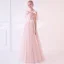 Élégant Rougissant Rose Transparentes Robe De Bal Avec Châle 2018 Empire Encolure Dégagée Sans Manches Appliques En Dentelle Fleur Perlage Longue Volants Dos Nu Robe De Ceremonie
