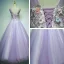 Affordable Prom Dresses 2017 Lace Flower Appliques Pearl Sleeveless Scoop Neck Backless Floor-Length / Long Prom Ball Gown
