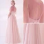Élégant Rougissant Rose Transparentes Robe De Bal Avec Châle 2018 Empire Encolure Dégagée Sans Manches Appliques En Dentelle Fleur Perlage Longue Volants Dos Nu Robe De Ceremonie