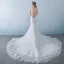 Chic / Belle Blanche Percé Robe De Mariée 2018 Trompette / Sirène Encolure Dégagée Sans Manches Dos Nu Appliques En Dentelle Paillettes Perlage Cristal Noeud Ceinture Cathedral Train