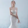Chic / Beautiful White Pierced Wedding Dresses 2018 Trumpet / Mermaid Scoop Neck Sleeveless Backless Appliques Lace Sequins Beading Crystal Bow Sash Cathedral Train
