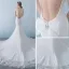 Chic / Belle Blanche Percé Robe De Mariée 2018 Trompette / Sirène Encolure Dégagée Sans Manches Dos Nu Appliques En Dentelle Paillettes Perlage Cristal Noeud Ceinture Cathedral Train