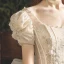 Vintage / Retro Champagne Wedding Dresses 2019 Princess Square Neckline Puffy Short Sleeve Backless Beading Pearl Glitter Tulle Cathedral Train Ruffle