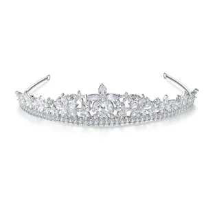 Mode Zilveren Rhinestone Bloem Tiara Bruids Haaraccessoires 2022 Zirkonium Legering Huwelijk