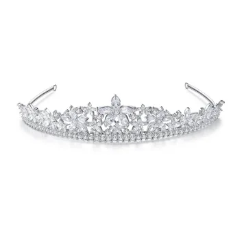 Mote Sølv Rhinestone Blomst Tiara Har Tilbehor 2022 Zirkon Legering Bryllup