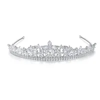 Mode Silber Strass Blumen Tiara Haarschmuck Braut 2022 Zirkon Legierung Hochzeit