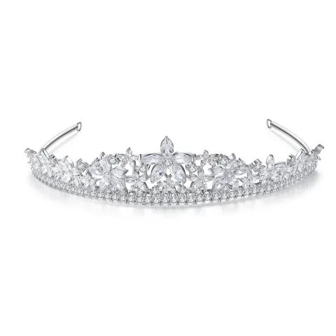 Mote Sølv Rhinestone Blomst Tiara Har Tilbehor 2022 Zirkon Legering Bryllup