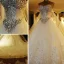 Luksus Hvit Korsett Brudekjoler 2017 Prinsesse Kjæreste Uten Ermer Ryggløse Rhinestone Krystall Cathedral Train