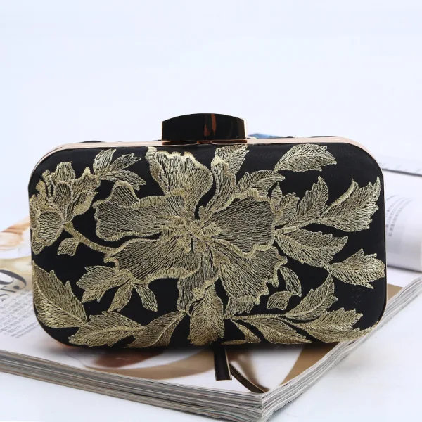 Fine Sølv Brodert Aften Clutch Veske 2023 Satin Håndvesken