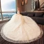 Chic / Belle Ivoire Percé Robe De Mariée 2017 Robe Boule Encolure Dégagée Manches Longues Dos Nu Étoile Cathedral Train