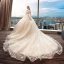 Chic / Belle Ivoire Percé Robe De Mariée 2017 Robe Boule Encolure Dégagée Manches Longues Dos Nu Étoile Cathedral Train