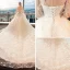 Chic / Belle Ivoire Percé Robe De Mariée 2017 Robe Boule Encolure Dégagée Manches Longues Dos Nu Étoile Cathedral Train