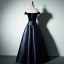Modest / Simple Burgundy Evening Dresses  2017 A-Line / Princess V-Neck Off-The-Shoulder Short Sleeve Floor-Length / Long Backless Formal Dresses