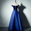 Modest / Simple Burgundy Evening Dresses  2017 A-Line / Princess V-Neck Off-The-Shoulder Short Sleeve Floor-Length / Long Backless Formal Dresses