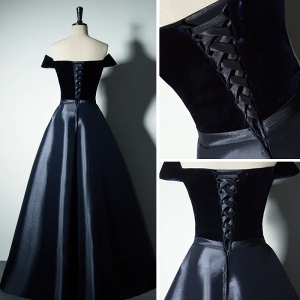 Modest / Simple Burgundy Evening Dresses 2017 A-Line / Princess V-Neck Off-The-Shoulder Short Sleeve Floor-Length / Long Backless Formal Dresses