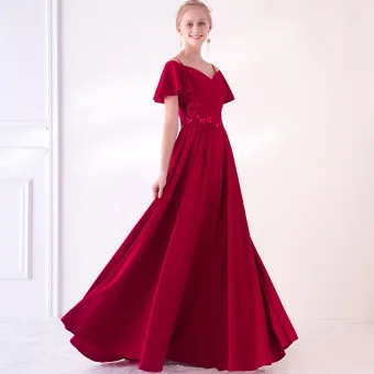 Charmant Bordeaux Robe De Soirée 2018 Princesse Bretelles Spaghetti Bustier Manches Courtes Appliques En Dentelle Paillettes Tribunal Train Volants Dos Nu Robe De Ceremonie