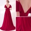 Charmant Bordeaux Robe De Soirée 2018 Princesse Bretelles Spaghetti Bustier Manches Courtes Appliques En Dentelle Paillettes Tribunal Train Volants Dos Nu Robe De Ceremonie