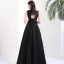 Modern / Fashion Black Pierced Evening Dresses  2017 A-Line / Princess High Neck Sleeveless Beading Pearl Floor-Length / Long Backless Formal Dresses