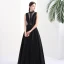 Modern / Fashion Black Pierced Evening Dresses  2017 A-Line / Princess High Neck Sleeveless Beading Pearl Floor-Length / Long Backless Formal Dresses