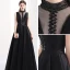 Modern / Fashion Black Pierced Evening Dresses  2017 A-Line / Princess High Neck Sleeveless Beading Pearl Floor-Length / Long Backless Formal Dresses