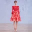 Chic / Beautiful Red Homecoming Graduation Dresses 2017 A-Line / Princess Long Sleeve Scoop Neck Appliques Lace Bow Sash Knee-Length Backless Formal Dresses