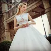 Sexy White Pierced Wedding Dresses 2017 Ball Gown Scoop Neck Sleeveless Appliques Lace Sash Court Train