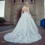 Stunning Champagne Pierced Wedding Dresses 2017 Ball Gown Scoop Neck Long Sleeve Backless Appliques Lace Chapel Train