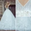 Elegant White Pierced Wedding Dresses 2017 Ball Gown Scoop Neck Sleeveless Backless Appliques Lace Court Train