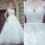 Elegant White Pierced Wedding Dresses 2017 Ball Gown Scoop Neck Sleeveless Backless Appliques Lace Court Train
