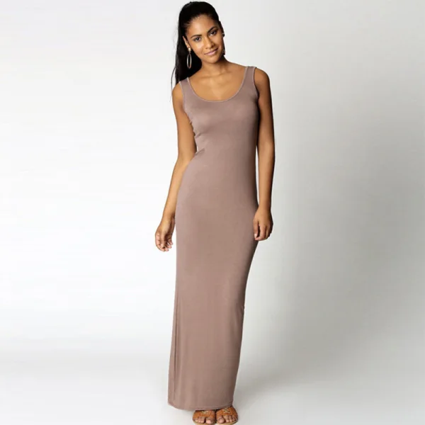 Modest / Simple Summer Yellow Maxi Dresses 2018 Sheath / Fit Scoop Neck Sleeveless Ankle Length Womens Clothing