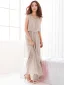 Simple Watermelon Rouge Chiffon Été Robes longues 2018 Gaine / Ajustement Encolure Dégagée Sans Manches Longueur Cheville Volants Vêtements Femme