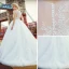 Stunning White Pierced Wedding Dresses 2017 Ball Gown Scoop Neck Sleeveless Appliques Lace Court Train