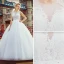 Stunning White Pierced Wedding Dresses 2017 Ball Gown Scoop Neck Sleeveless Appliques Lace Court Train