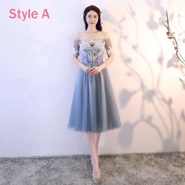 Abordable Bleu Ciel Transparentes Robe Demoiselle D'honneur 2018 Princesse Appliques En Dentelle Noeud Ceinture Thé Longueur Volants Dos Nu Robe Pour Mariage