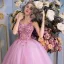 Schöne Ballkleider 2017 Spitze Blumen Applikationen V-Ausschnitt Ärmellos Rückenfreies Lange Lila Ballkleid