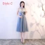 Abordable Bleu Ciel Transparentes Robe Demoiselle D'honneur 2018 Princesse Appliques En Dentelle Noeud Ceinture Thé Longueur Volants Dos Nu Robe Pour Mariage