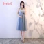 Abordable Bleu Ciel Transparentes Robe Demoiselle D'honneur 2018 Princesse Appliques En Dentelle Noeud Ceinture Thé Longueur Volants Dos Nu Robe Pour Mariage