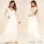 Chic / Belle Ivoire Chiffon Robes longues 2018 Princesse V-Cou Manches Longues Longueur Cheville Volants Dos Nu Vêtements Femme