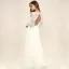 Chic / Belle Ivoire Chiffon Robes longues 2018 Princesse V-Cou Manches Longues Longueur Cheville Volants Dos Nu Vêtements Femme