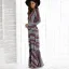 Bohemia Multi-Colors Beach Summer Maxi Dresses 2018 V-Neck Long Sleeve Printing Flower Split Front Floor-Length / Long Womens Clothing