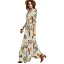 Bohemia Beige Summer Maxi Dresses 2018 Empire V-Neck 3/4 Sleeve Printing Flower Ankle Length Womens Clothing